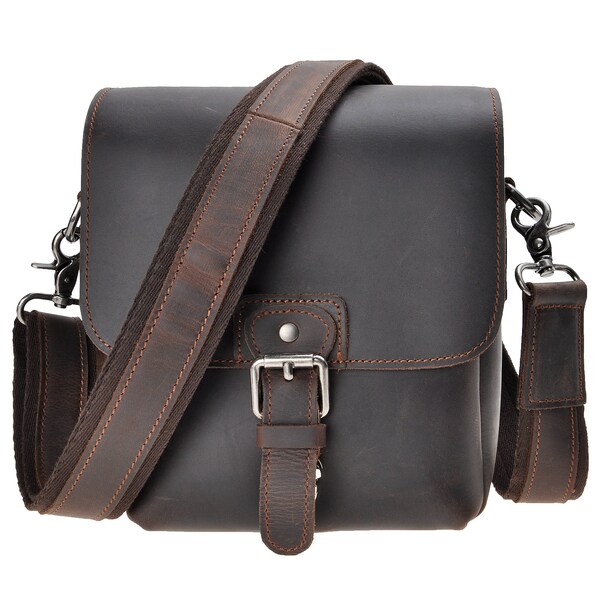 Mini Leather Camera Bag, DSLR SLR Bag Removable Shockproof Padded Camera Case, Small Messenger Shoulder Bag, Satchel