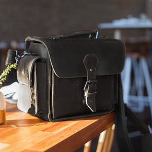 Coffee Mini Leather Camera Bag, DSLR SLR Bag Removable Shockproof Padded Camera Case, Small Messenger Shoulder Bag, Satchel