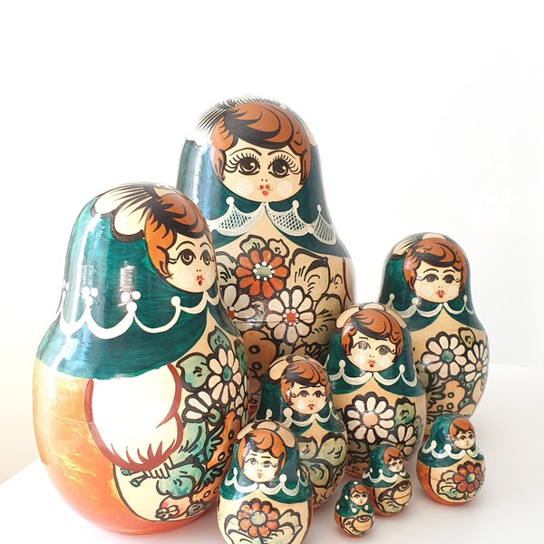 Matrjoschka 9 Holzpuppen Russisch Sammler Vintage