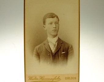 Photo postcard photography young man portrait vintage antique old shabby sepia