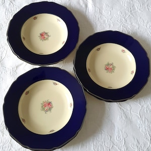 Soup Plate Hutschenreuther Madeleine Hohenberg Bavaria Rose Pattern Shabby Vintage Royal Blue