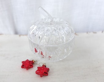 Jam jar with lid Bonboniere Lead crystal Jewelry bowl Glass bowl Apple Apple bowl Vintage