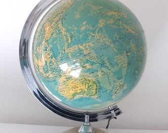 Erdglobus Globus Weltkarte Weltkugel Atlas Marmorfuß elektrisch Beleuchtung vintage retro Tecnodidattica Italien mid century
