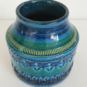 Vase Bitossi Aldo Londi Rimini Blue Ceramic Vase Flower Vase Italy