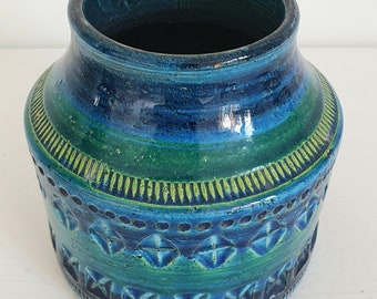 Vase Bitossi Aldo Londi Rimini Blue Ceramic Vase Flower Vase Italy