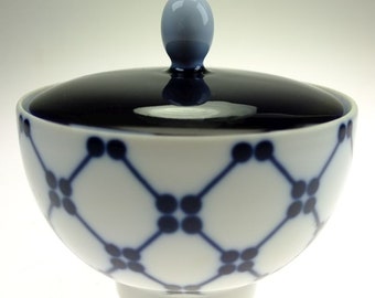 Sugar bowl box china pot Melitta dark blue