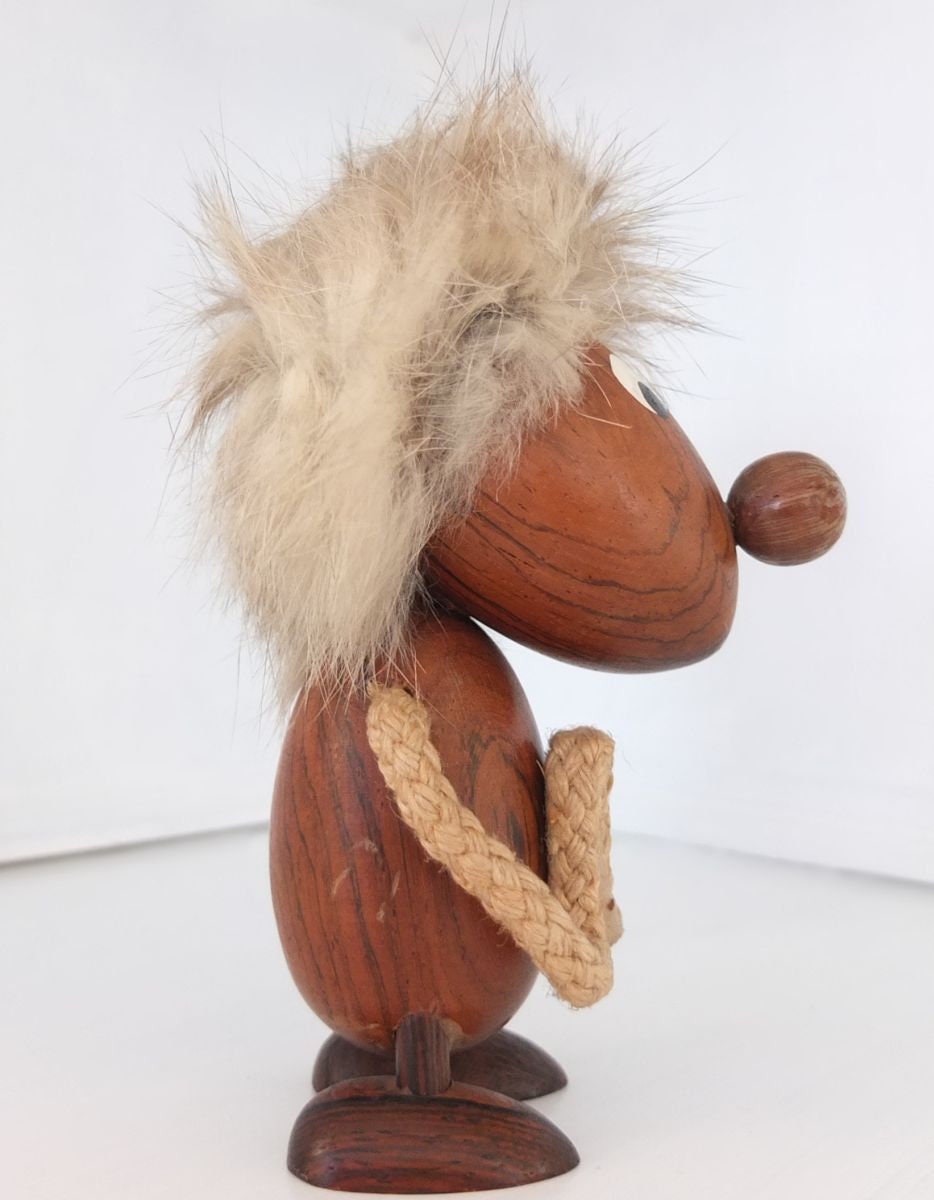 Wooden figure teak fur mid century collector retro vintage deco