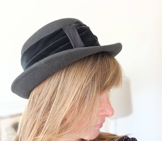 Hat Wool Hat Melon Vintage Beanie Gray Gr. 56 Polo Going Out  display picture 3