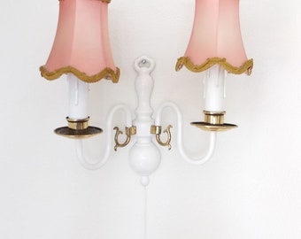 Lamp wall lamp screen lamp pink umbrella mid century retro vintage 50's