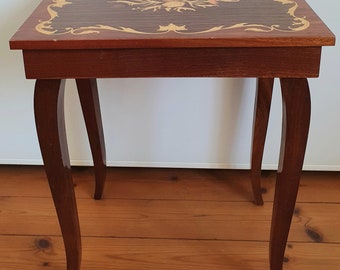 Side table inlaid dressing table music box Mid Century