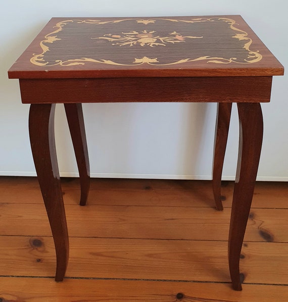 Side Table Inlaid Dressing Table Music Box Mid Century Etsy Canada
