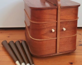 Sewing box Sewing box Sewing box Sewing basket Sewing cabinet danish design Teak mid century vintage retro