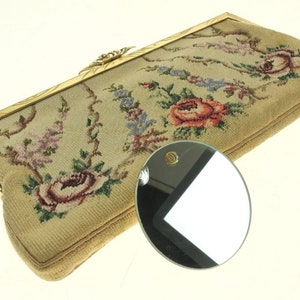 Bag Tapestry Wallet Tapestry Make-up Bag Embroidery Floral pattern Menuett vintage 1950's image 8