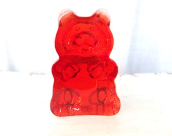 Glasfigur Bär Glas Gummibärchen Rot Glasbär Retro Sammeln Vitrine