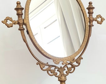 Brass mirror mirror rotating mirror standing mirror table mirror vanity mirror french vintage