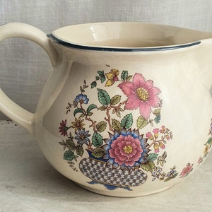 Kanne Kännchen Saftkrug Saftkanne Milchkanne Keramik Waku Blumenmuster Blumenvase