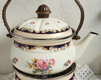 Lot 173 Vintage German Cookware Asta Enamel Floral Pattern