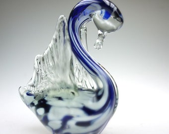 Swan blue cobalt blue blue / white 70s