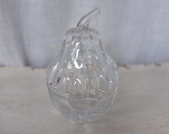 Jam jar with lid Bonboniere Lead crystal jewelry bowl Glass bowl Pear Pear bowl Vintage