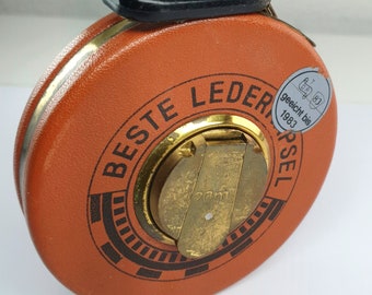 Maßband Lederkapsel Leder Vintage Ausmessen Rolle DDR