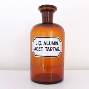 Farmacia botella farmacia vidrio brown glass farmacéutico Liq. Alumin. Acet. Tártaro. Botella de farmacia retro vintage