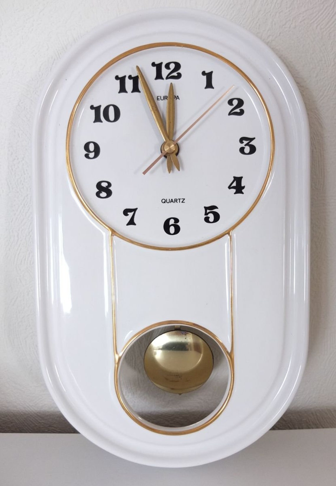 Wall Clock Clock Pendulum Quartz Europe Mid Century Retro Etsy