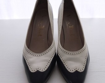 Damenschuhe Pumps Van Dal Rosemary made in England Größe 39 schwarz/weiß Größe 6 Tanzschuhe