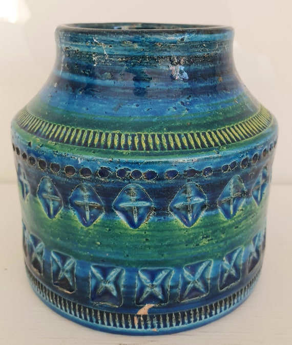 Vase Bitossi Aldo Londi Rimini Blue Ceramic Vase Flower Vase Italy