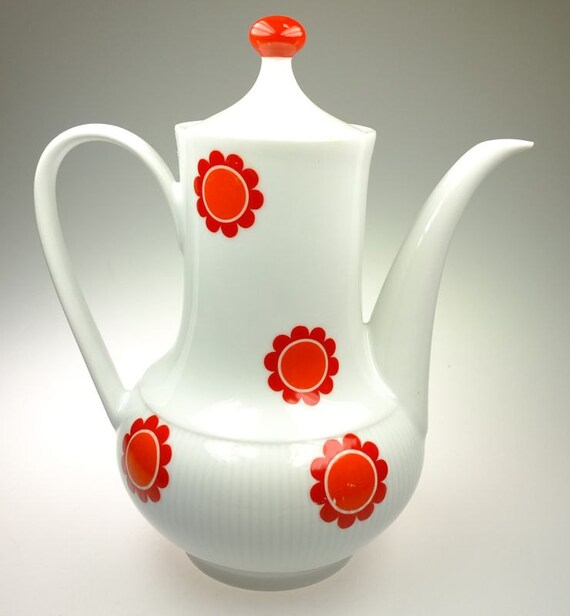 Porcelana jarra cafetera porcelana floral invernilente rojo | Etsy México