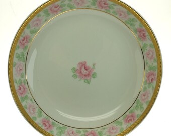 Plate Decorative plate Cake plate Sweet plate Pastry dish Castle Lindau Porcelain Roses Rose pattern Gold rim Bowl Bonboniere