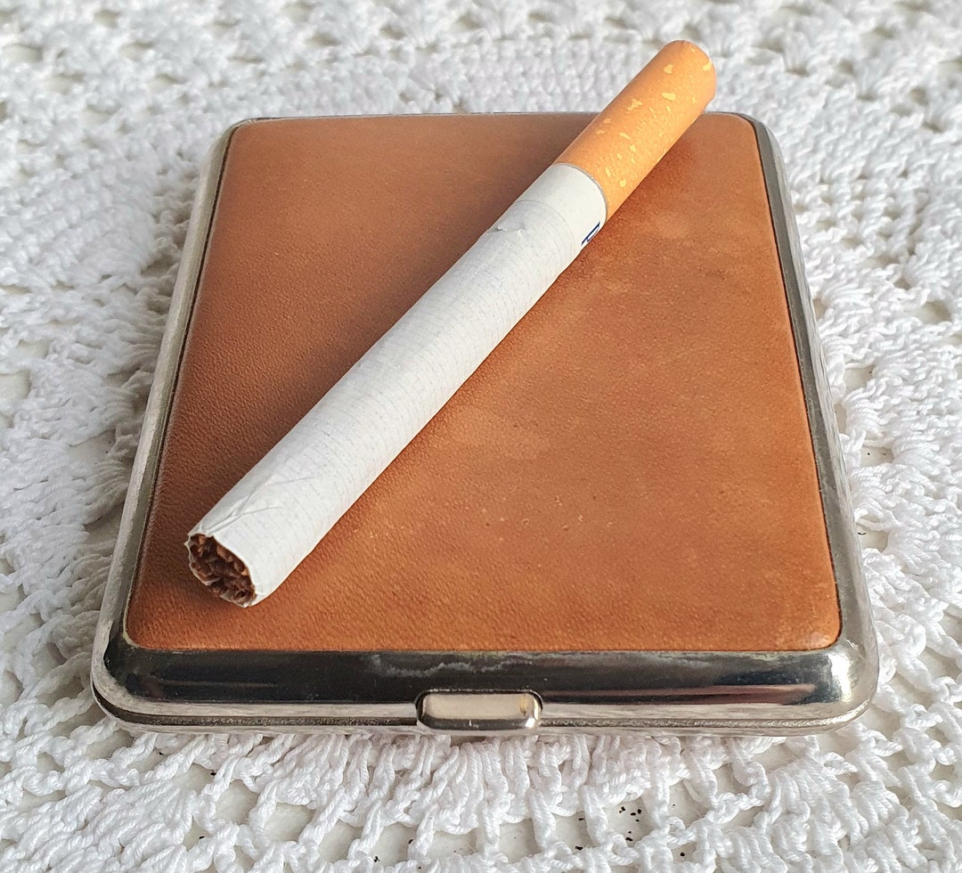 Cigarette Case Leather Case Cigarette Holder Cigarette Box Case for Cigarettes Cigarillos Braun