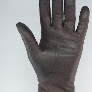 Gloves Leather Leather Gloves Finger Gloves Size 7 Ladies Gloves Dark Brown Vintage