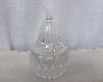 Jam jar with lid Bonboniere Lead crystal jewelry bowl Glass bowl Pear Pear bowl Vintage