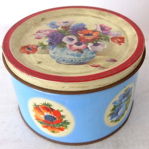 Tin Can Poppies Floral Pattern Bensons Quality Confections Retro Vintage Antique Old
