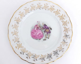 Assiette à gâteaux assiette collection tradition CNP France Dekoteller Goldrand motif romantique vintage shabby