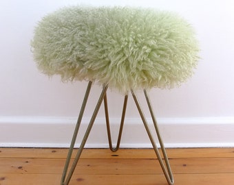 Stool fur stool chair deck chair sheepskin hairpin legs vanity chair plush chair vintage retro