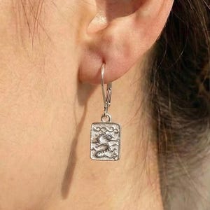 Sterling Silver Dragon Leverback Earrings: 925 Silver Charms