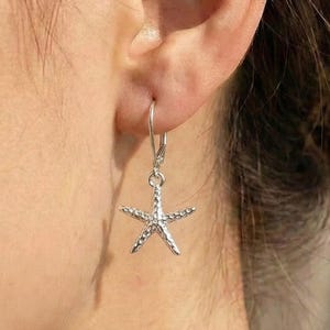 Starfish Earrings, in 999 Sterling Silver Plated Nickel-free Pewter