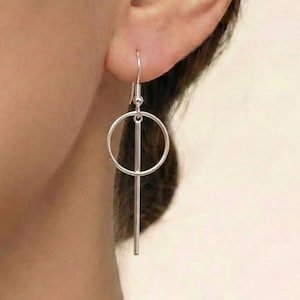 Orecchini a cerchio in argento sterling: orecchini pendenti geometrici