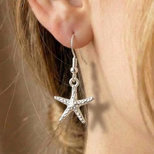 Sterling Silver Starfish Dangle Earrings: Sea Star Jewelry