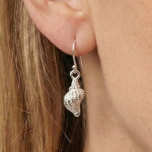 Sterling Silver Conch Shell Earrings: Women's Dangle Ear Wires