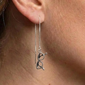 Orecchini a perno in argento sterling con montatura per occhiali: pendenti in argento 925 ossidato