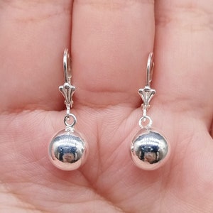 Sterling Silver Ball Drop Earrings: Fleur De Lis Leverback