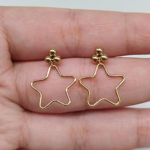 14K Gold Filled Star Post Earring with Backs, Star Drop Earring, Star Charm Earring, Star Dangle Earring, Pentagram Post Earring
