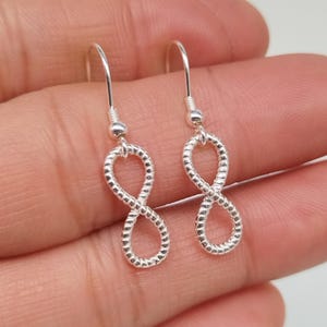 Sterling Silver Small Infinity Earring, 925 Silver Infinity Earring, Infinity Drop Earring, Infinity Charm Earring, Infinity Dangle Earring