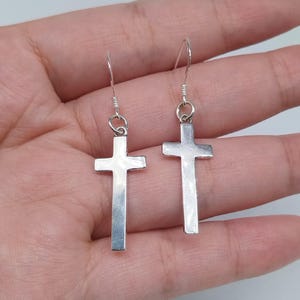 Sterling Silver Cross Earring, 925 Silver Cross Earring, Jesus Cross Earring, Cross Pendant Earring, Cross Dangle Earring, Women Earring