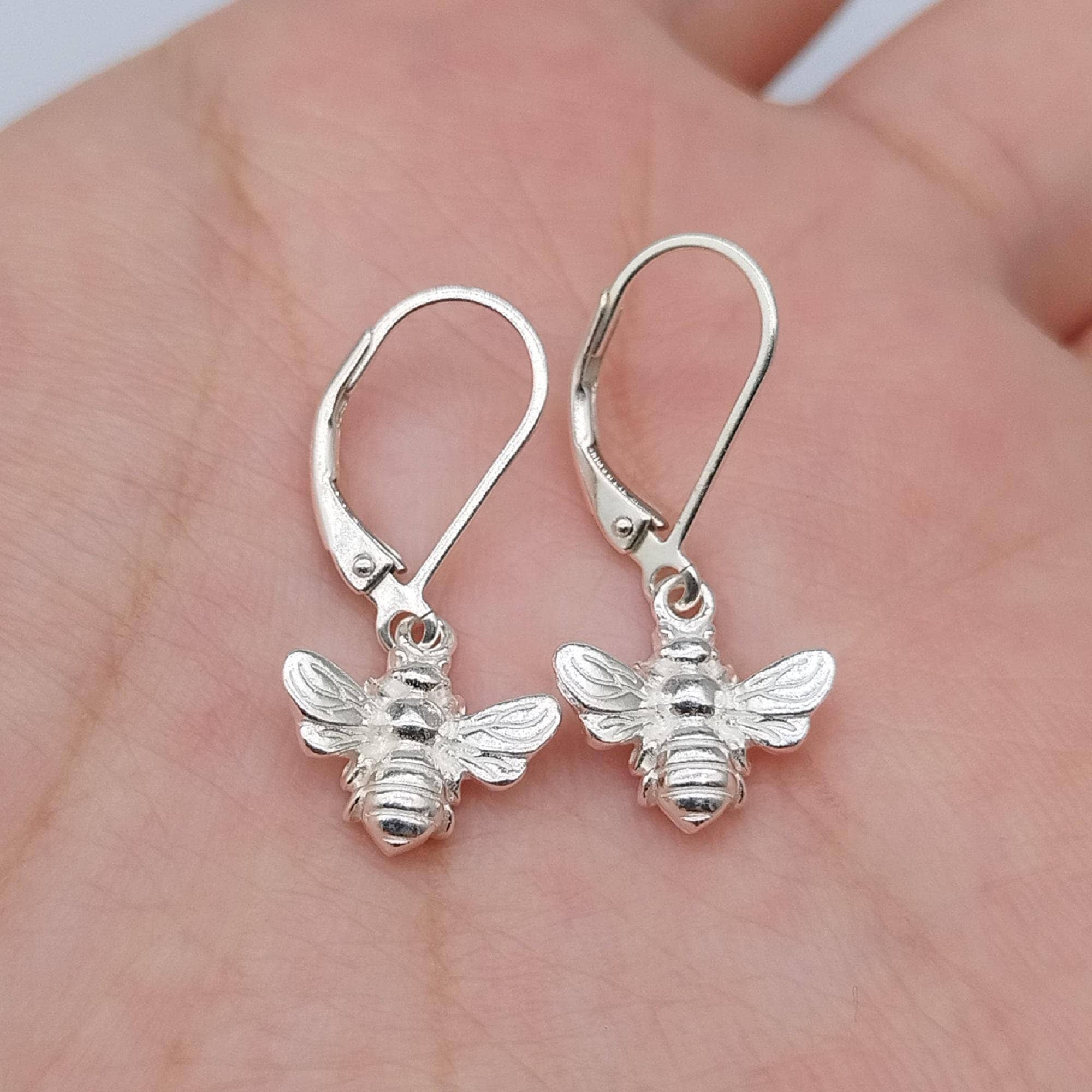 Bee Dangle Earrings in Sterling Silver – Melissa Dudley Designs Bee Dangle Earrings in Sterling Silver – Melissa Dudley Designs