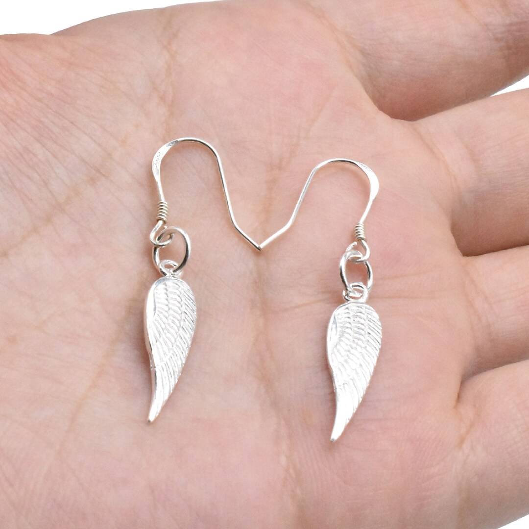 1 Pair Sterling Silver Wing Earring 925 Silver Wing Earring Etsy