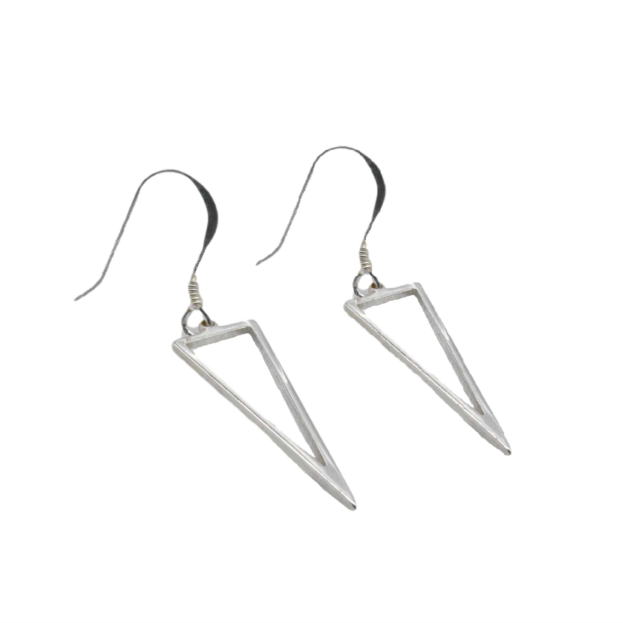 Sterling Silver Triangle Earrings, 925 Silver Triangle