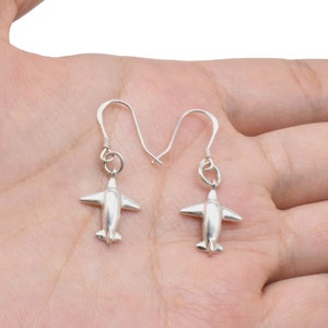 Sterling Silver Airplane Earrings, 925 Silver Plane Earrings, Aircraft Earring Wire, Air Earring, Air Plane  Coiled Ear Wire Hook